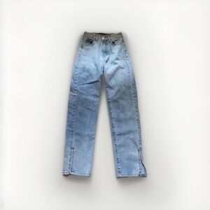 PrettyLittleThing Vintage Wash‎ Split Hem Jeans US Size 0 UK 4 (22 X 29)